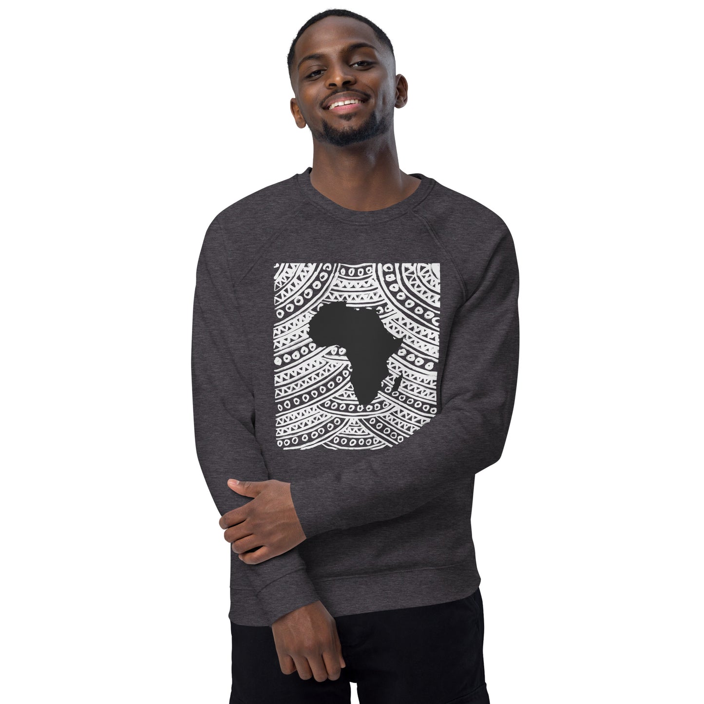 Africa map Unisex organic raglan sweatshirt